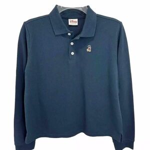 NWOT Disney Boys Large Blue Polo Shirt Long Sleeve Cotton Mickey Logo